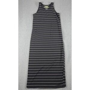 Earth Yoga Dress Small Black Stripe Tank Dress Sleeveless‎ Organic Cotton Blend